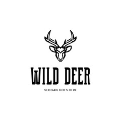 Vector deer vintage logo design vector illustration