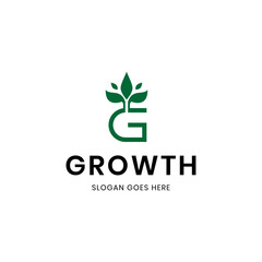 Vector letter g growth plant logo design