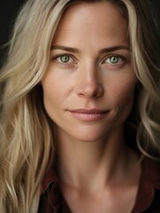 Naklejka premium Portrait of a Beautiful Blonde Woman with Green Eyes.