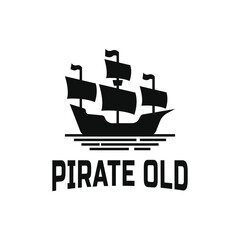 Sailing ship logo design idea, pirate old logo design