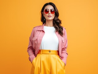 Indian fashion influencer, posing in a trendy ensemble, suits fashion lifestyle brand's imagery