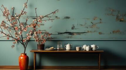 Wall Mockup In Kitchen Japanese-Inspired in Analogous
