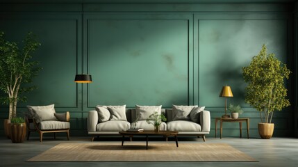Wall mockup in Media Room Contemporary Glam In Green, Mockups Design 3D, HD