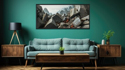 Wall mockup in Media Room Coastal-Inspired in Green, Mockups Design 3D, HD