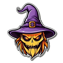 Evil Witch sticker design on white background. Generative Ai