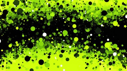 Lime green&nbsp;confetti on&nbsp;black&nbsp;background. Black&nbsp;Friday sale, Christmas, New Year concept. Shiny sparkling glitters festive template for card, invitation, poster, banner.&nbsp;.