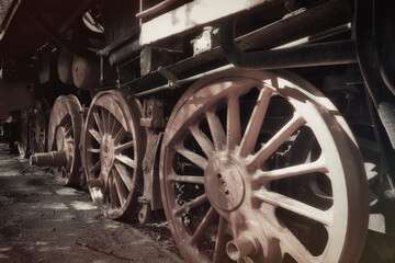 Steam Locomotive Wheels - Vintage -  Train - Countryside -  Railway - Railroad 