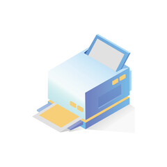 Realistic vector isometric illustration of a printer.