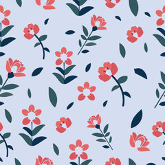 Seamless flowers pattern vector illustration. Abstract floral pattern background with muted colors. Good for wallpaper, textile fabric, print, etc.