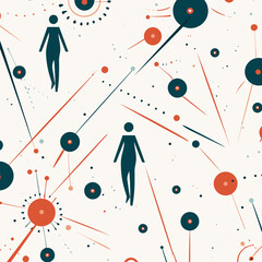 Teleportation pattern, background, hand-drawn cartoon flat art Illustrations in minimalist vector style