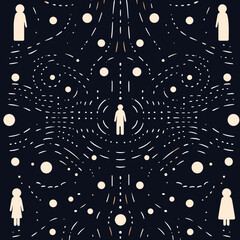 Teleportation pattern, background, hand-drawn cartoon flat art Illustrations in minimalist vector style
