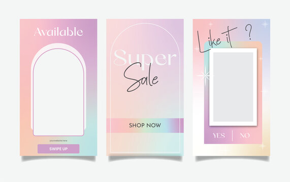modern fashion and beauty cute Instagram story set with purple gradient Including sale, photo isolated product display platform, promotional tips template design