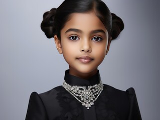 Elegant Indian girl in fashion ad for formal wear