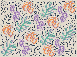 Pattern hand drawn leaf