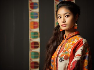 Modern girl showcasing vibrant Manipuri culture in traditional attire