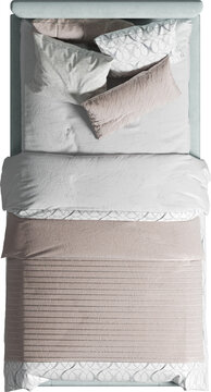 Top view of single bed with headboard
