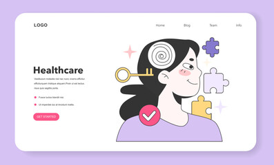 Mental wellbeing or health web banner or landing page. Calm and optimistic