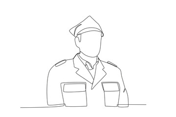 A gallantly dressed patriot. Veteran day one-line drawing