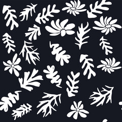 Trendy floral seamless pattern inspired, black and white floral pattern