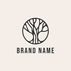 Tree Roots Line art logo designs vector