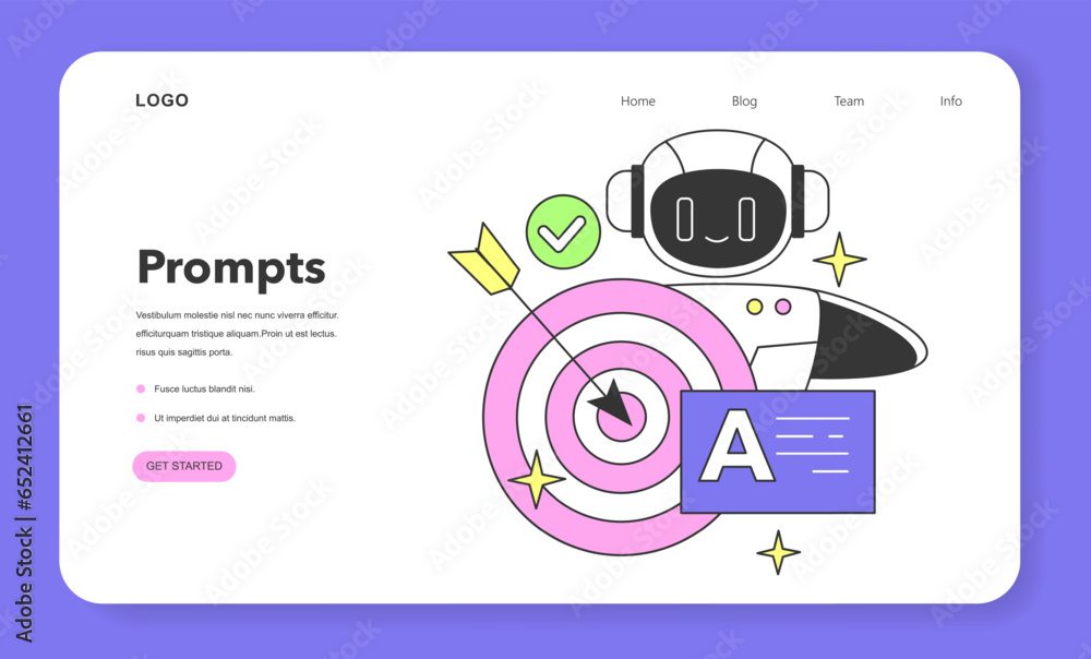 Poster prompt-engineering to a artificial neuron network web banner or landing