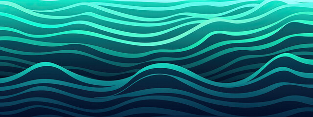 Ripples Lake ocean water wave. Blue, teal, calm cartoon river ripples illustration for pool swim party or lake camping, ocean beach travel. Web banner, backdrop, background graphic. Generative AI