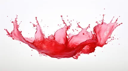 Schilderijen op glas red juice or wine splash isolated on white background. generative ai © Rattanathip