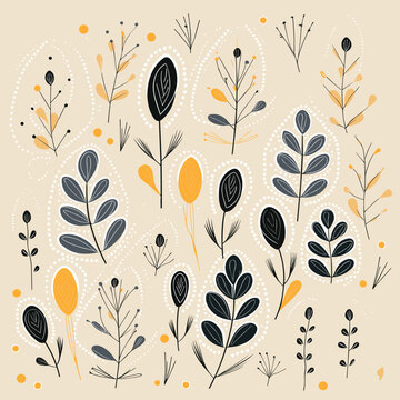 Embroidery patterns pattern, background, hand-drawn cartoon flat art Illustrations in minimalist vector style