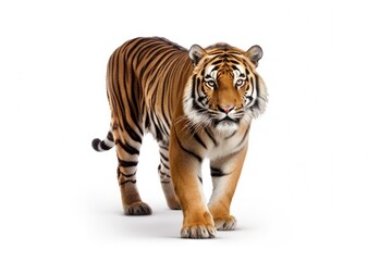 tiger isolated on white background in studio shoot 