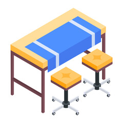 Get this isometric icon of restaurant table 