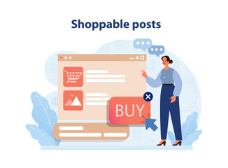 Social media shoppable post. E-commerce platform. Brand advertisement