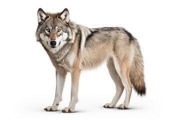 a wolf isolated on white background in studio shoot