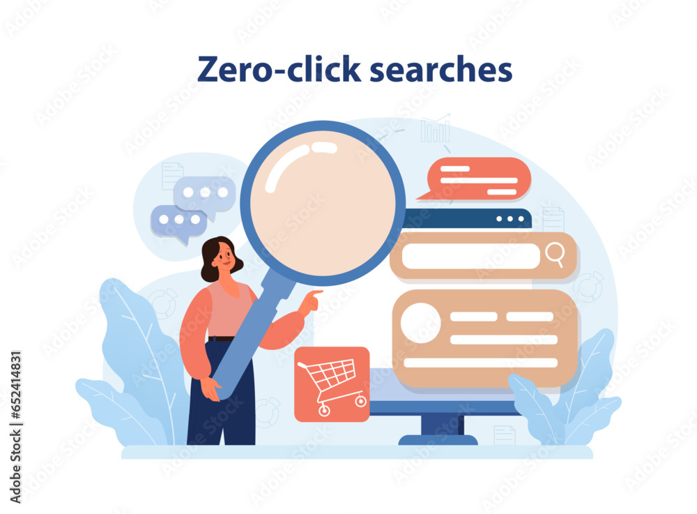 Poster zero-click or no click search. query on a search engine. internet user