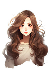Fototapeta premium Cartoon beautiful woman with long golden hair