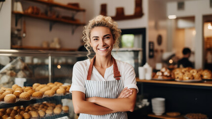 Woman Owner of the bakery Generative AI