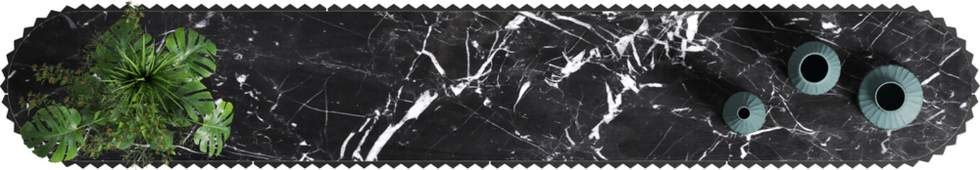 Top view of black marble Sideboard