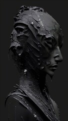 statue of a person, art code is black