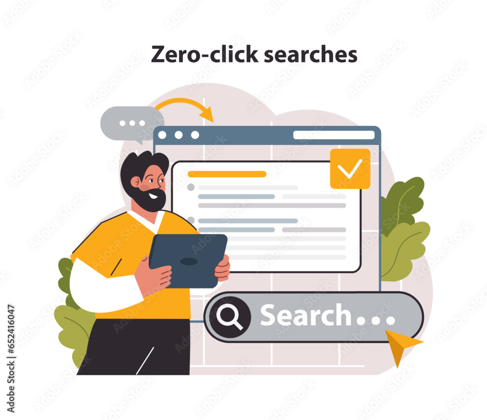 Poster zero-click or no click search. query on a search engine. internet user