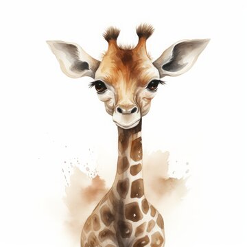 giraffe color cartoon drawing on white background.