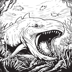deep sea monster coloring page