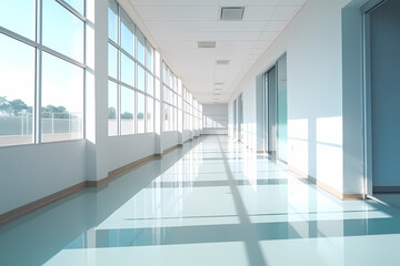 Obraz premium corridor with an empty hallway in the style of blurred landscapes