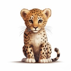 leopard color cartoon drawing on white background.