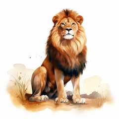 lion color cartoon drawing on white background.