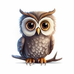 Fototapeta premium owl cartoon drawing on white background.