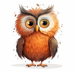 owl cartoon drawing on white background.