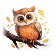 owl cartoon drawing on white background.