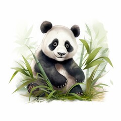panda cartoon drawing on white background.