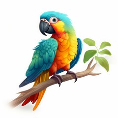 parrot cartoon drawing on white background.