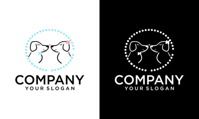dog pet care outline line art monoline logo vector icon design