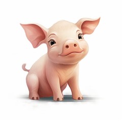 pig cartoon drawing on white background.